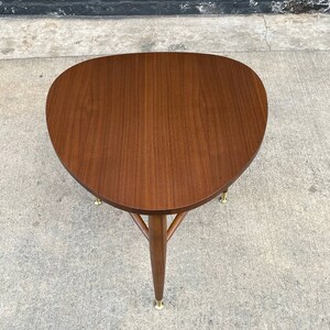 Mid-Century Modern Walnut Guitar Pick Style Side Table by Mersman, c.1960s image 3