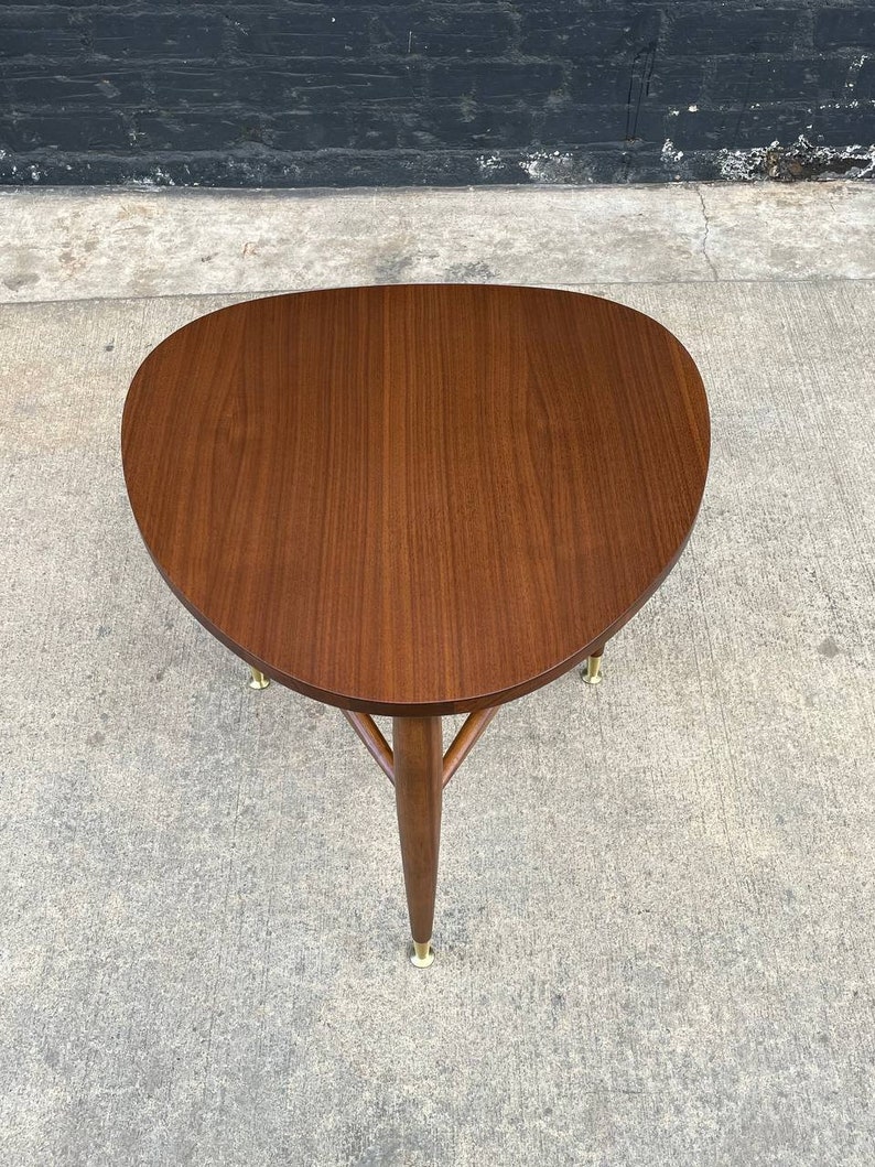 Mid-Century Modern Walnut Guitar Pick Style Side Table by Mersman, c.1960s image 3