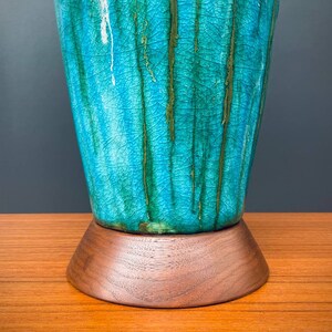 Mid-Century Modern Blue Glazed Ceramic Table Lamp, c.1960s image 9