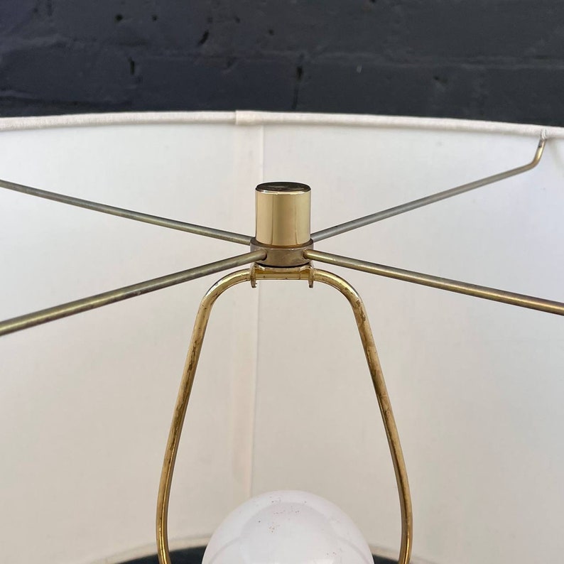 Mid-Century Modern Walnut & Brass Floor Lamp with Side Table, c.1960s image 8