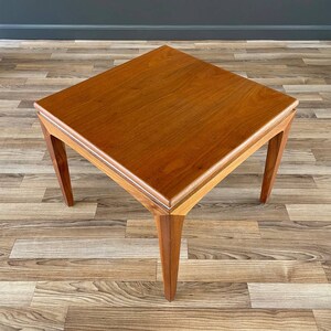 Mid-Century Modern Walnut Side Table with White Accent, c.1960s image 5