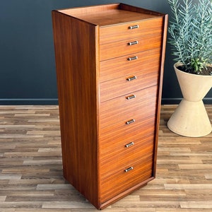 Mid-Century Modern Highboy Dresser with Leather Pulls by Glenn of CA, c.1950s image 2