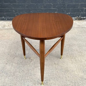 Mid-Century Modern Walnut Guitar Pick Style Side Table by Mersman, c.1960s image 1