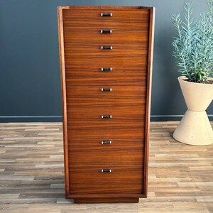 Mid-Century Modern Highboy Dresser with Leather Pulls by Glenn of CA, c.1950s image 4