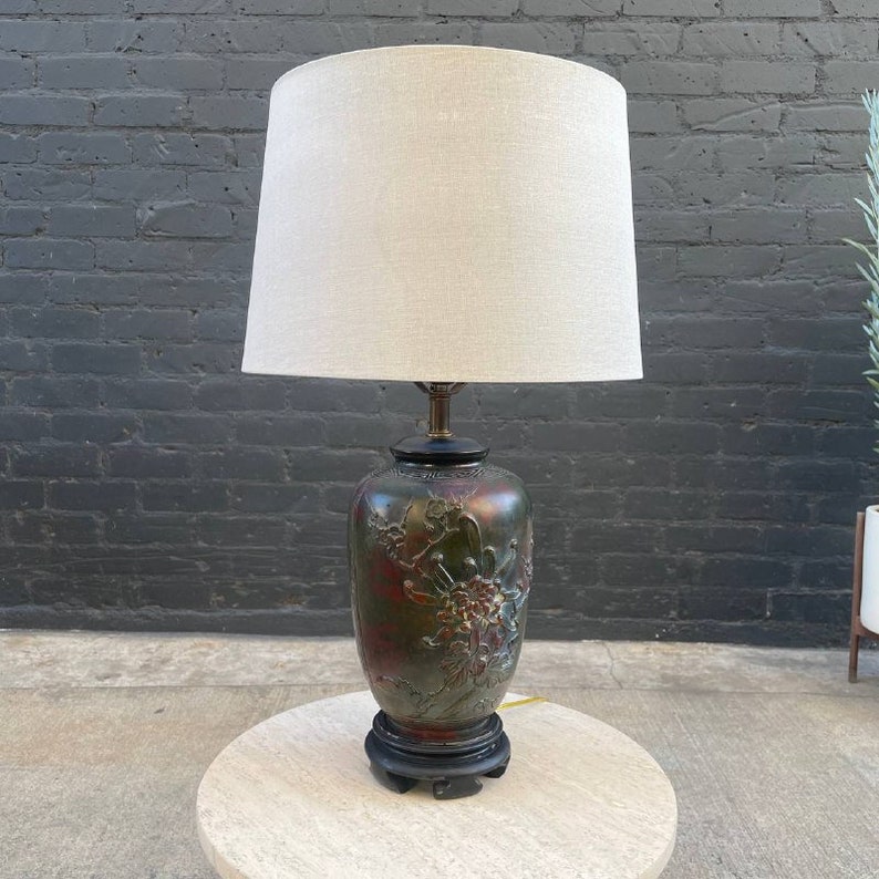 Vintage Metal Table Lamp with Motif by Marbro, c.1960s image 1