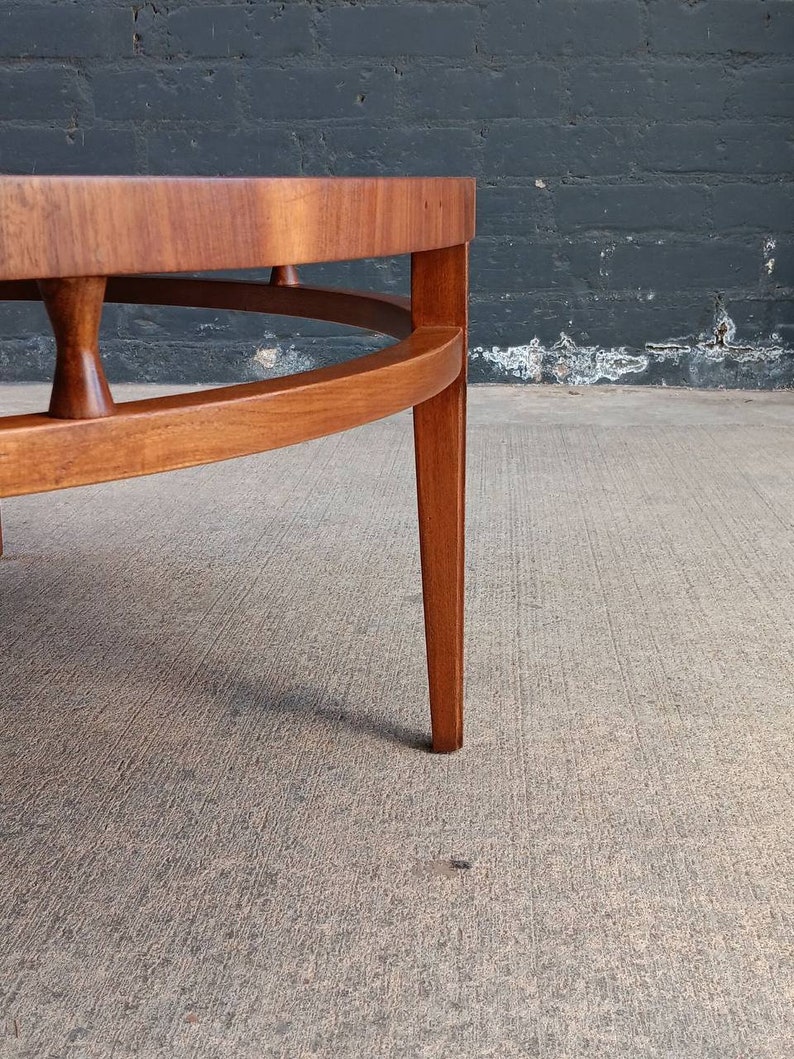 Mid-Century Modern Walnut Coffee Table with Inlaid Bowtie Rosewood by Lane , c.1960s image 9