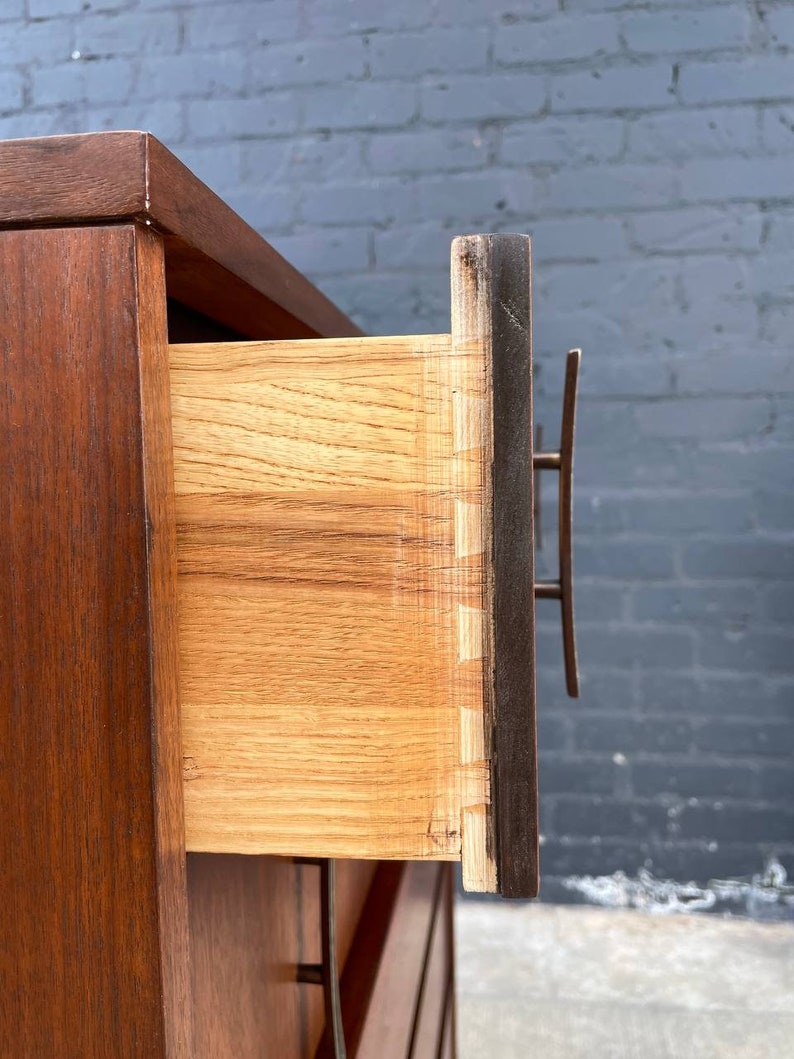 Mid-Century Modern Walnut Highboy Dresser, c.1960s image 6