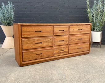 Mid-Century Modern Oak 9-Drawer Dresser, c.1970’s