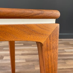 Mid-Century Modern Walnut Side Table with White Accent, c.1960s image 8