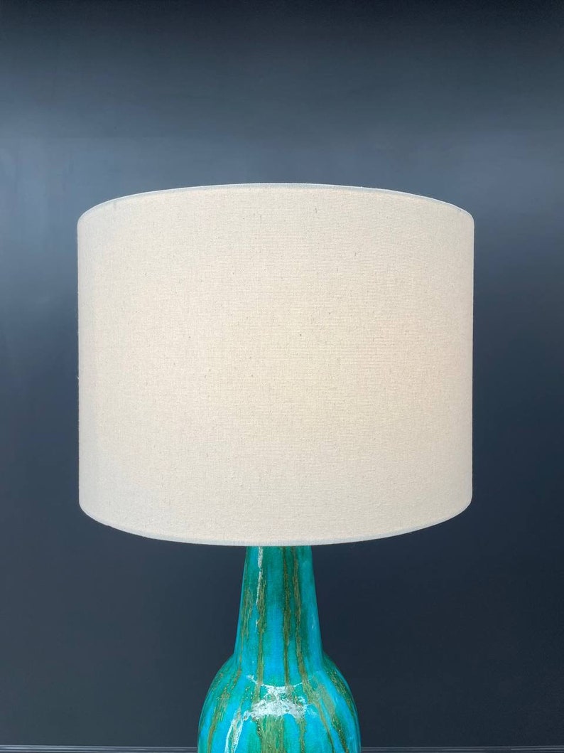 Mid-Century Modern Blue Glazed Ceramic Table Lamp, c.1960s image 2