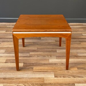 Mid-Century Modern Walnut Side Table with White Accent, c.1960s image 4