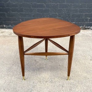 Mid-Century Modern Walnut Guitar Pick Style Side Table by Mersman, c.1960s image 2