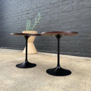 Pair of Vintage Multi-Wood Tulip Style Side Tables 2x image 5
