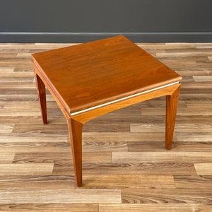 Mid-Century Modern Walnut Side Table with White Accent, c.1960s image 1