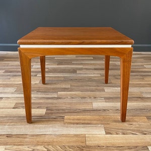 Mid-Century Modern Walnut Side Table with White Accent, c.1960s image 3