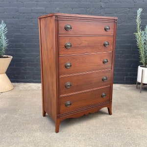 American Antique Federal Style Mahogany Highboy Dresser, c.1950s image 1