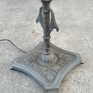 Antique Art Deco Style Floor Lamp with Tiffany Style Shade, c.1940s image 8