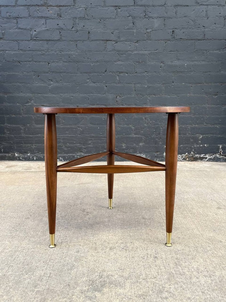 Mid-Century Modern Walnut Guitar Pick Style Side Table by Mersman, c.1960s image 4