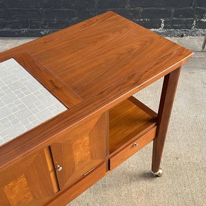 Mid-Century Modern Tile Fliptop Insert Drop Front Credenza Console Table, c.1960s image 9
