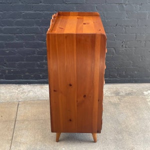 Mid-Century Modern Solid Pine Highboy Dresser, c.1960s image 6