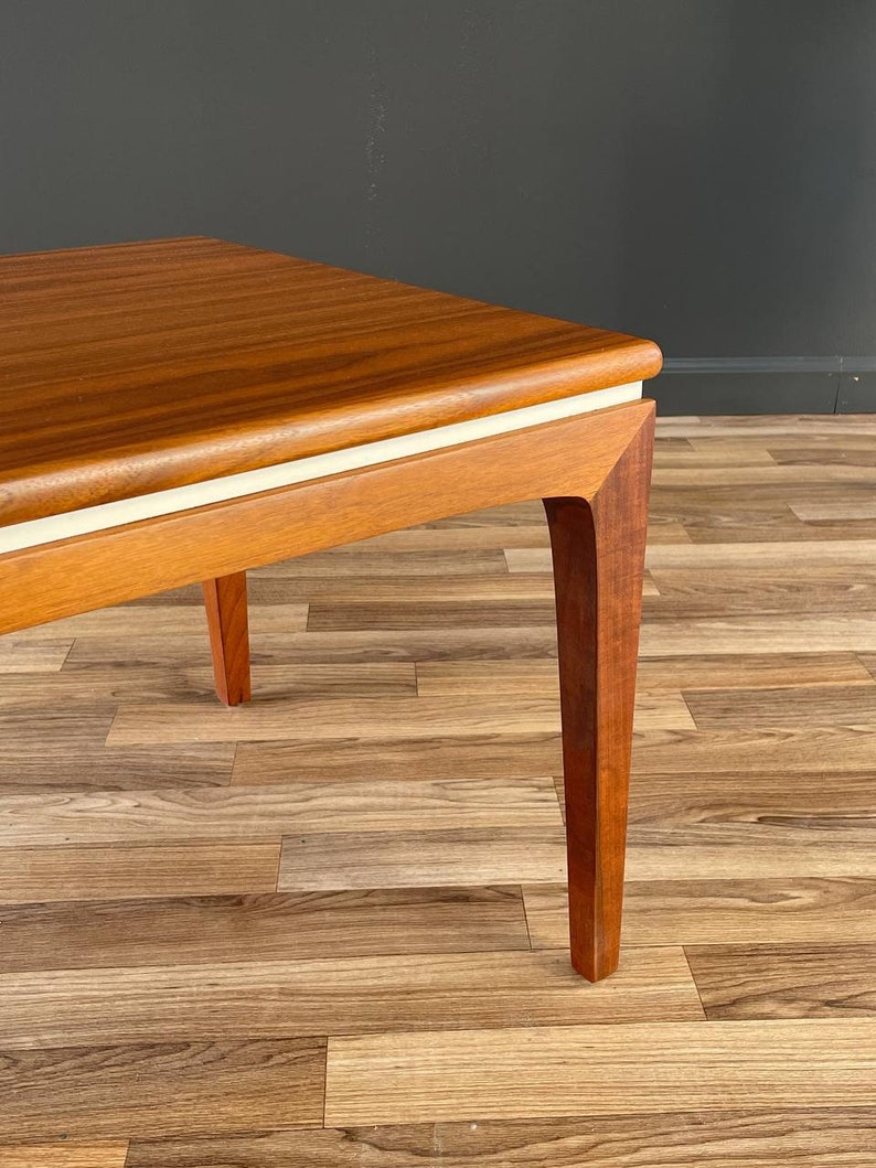 Mid-Century Modern Walnut Coffee Table with White Accent, c.1960s image 7