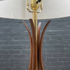 Mid-Century Modern Sculpted Walnut Table Lamp, c.1960s image 4