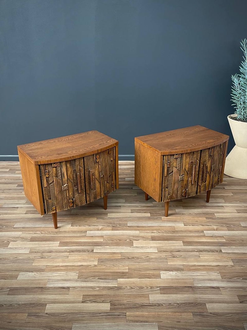 Pair of Mid-Century Modern Brutalist Night Stands by Lane, c.1960s image 4