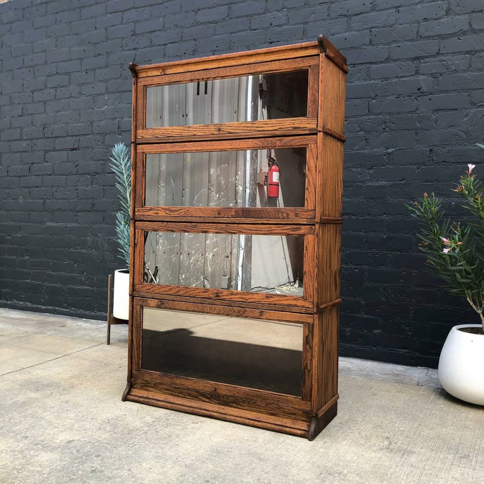 Vintage Barristers Oak Bookcase with Glass Doors Etsy