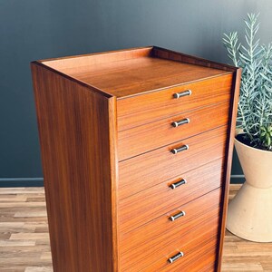 Mid-Century Modern Highboy Dresser with Leather Pulls by Glenn of CA, c.1950s image 6