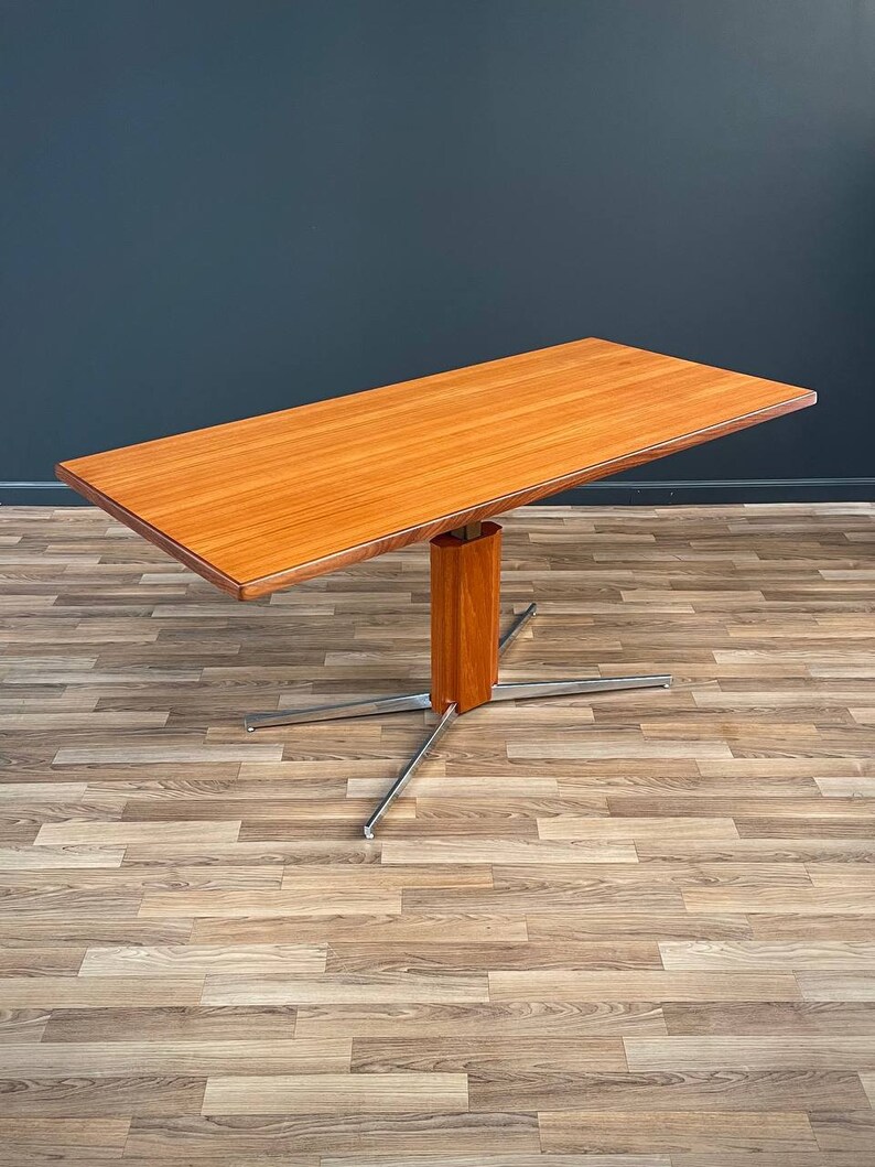 Danish Modern Teak & Steel Adjustable Table / Desk, c.1960s image 1