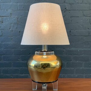 Mid-Century Modern Brass & Lucite Table Lamp, c.1960s image 1