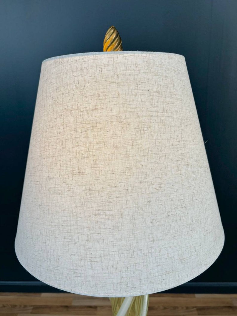 Mid-Century Modern Murano Gold & White Twist Table Lamp, c.1960s image 4