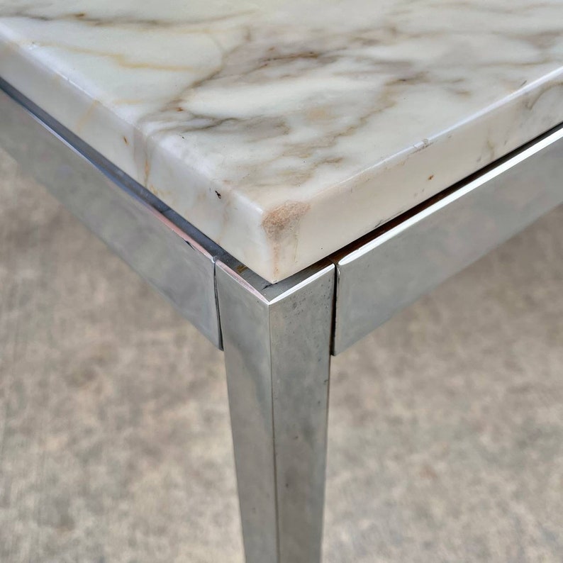 Signed Original Mid-Century Modern Carrara Marble Coffee Table by Knoll, c.1950s image 6