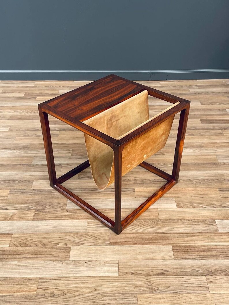 Danish Modern Side Table with Magazine Rack by Kai Kristiansen, c.1950s image 1