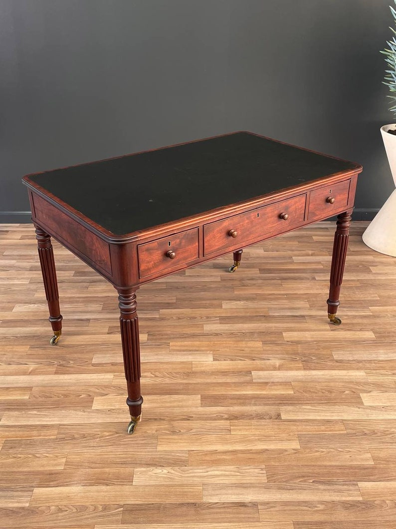 Antique Empire Style Partners Desk with Leather Top, c.1930s image 1