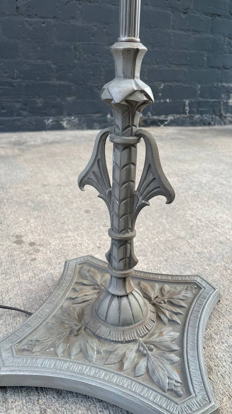 Antique Art Deco Style Floor Lamp with Tiffany Style Shade, c.1940s image 9