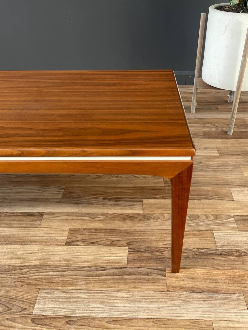 Mid-Century Modern Walnut Coffee Table with White Accent, c.1960s image 6