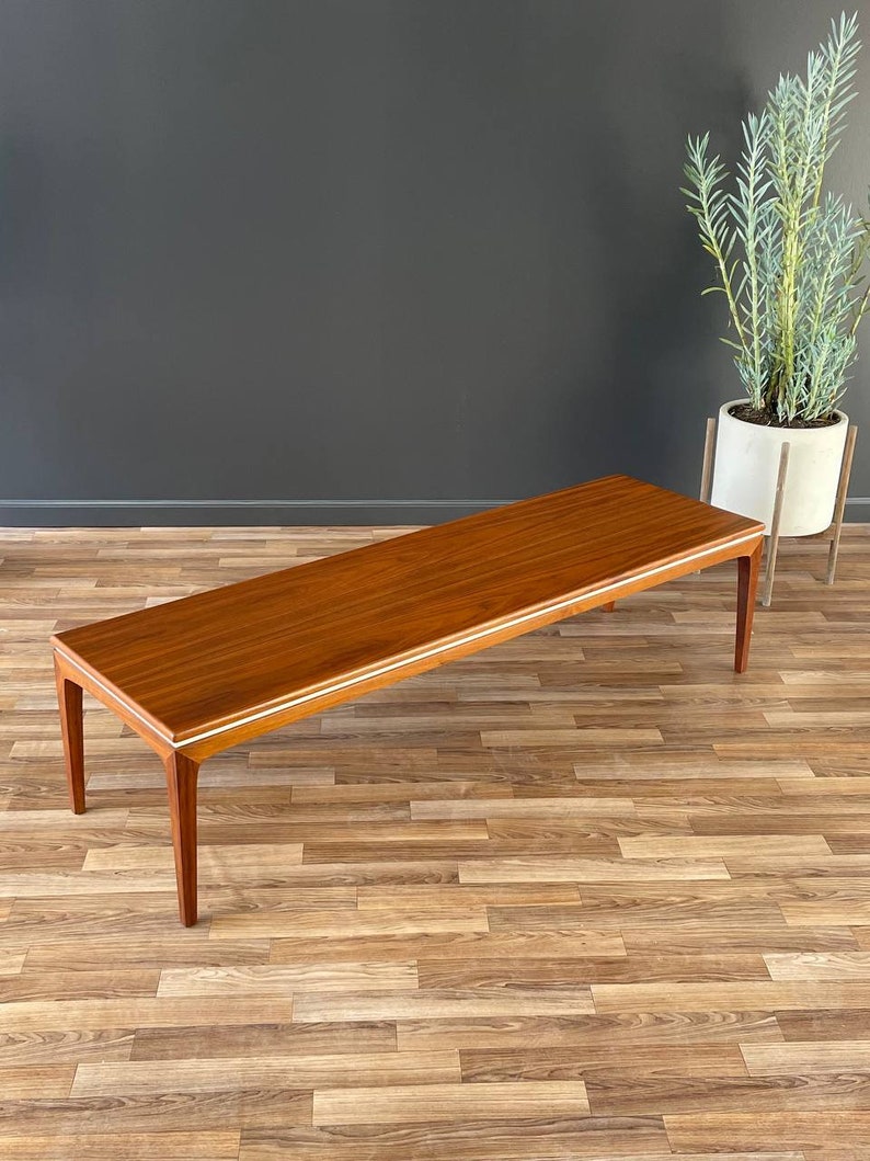 Mid-Century Modern Walnut Coffee Table with White Accent, c.1960s image 1