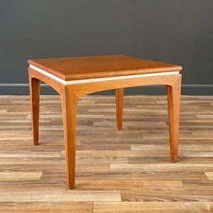 Mid-Century Modern Walnut Side Table with White Accent, c.1960s image 2