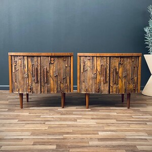 Pair of Mid-Century Modern Brutalist Night Stands by Lane, c.1960s image 1