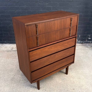 Mid-Century Modern Walnut Highboy Dresser, c.1960s image 1