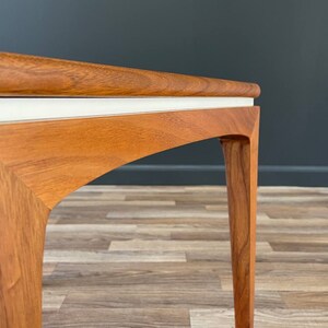 Mid-Century Modern Walnut Side Table with White Accent, c.1960s image 7