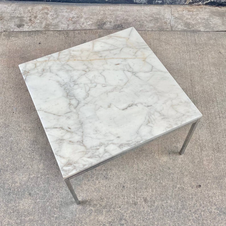 Signed Original Mid-Century Modern Carrara Marble Coffee Table by Knoll, c.1950s image 5