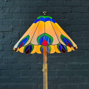 Antique Art Deco Style Floor Lamp with Tiffany Style Shade, c.1970s image 3