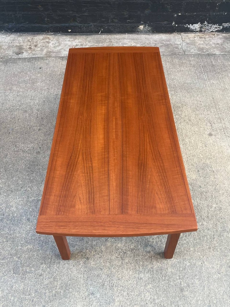 Mid-Century Danish Modern Teak Coffee Table with Slatted Magazine Shelf, c.1960s image 5