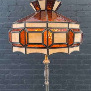 Antique Art Deco Style Floor Lamp with Tiffany Style Shade, c.1940s image 2