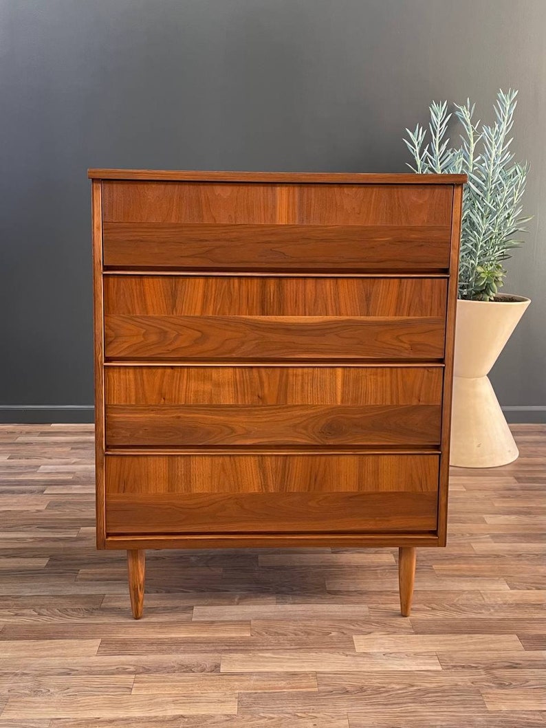 Mid-Century Modern Walnut Bachelor Dresser, c.1960s image 1