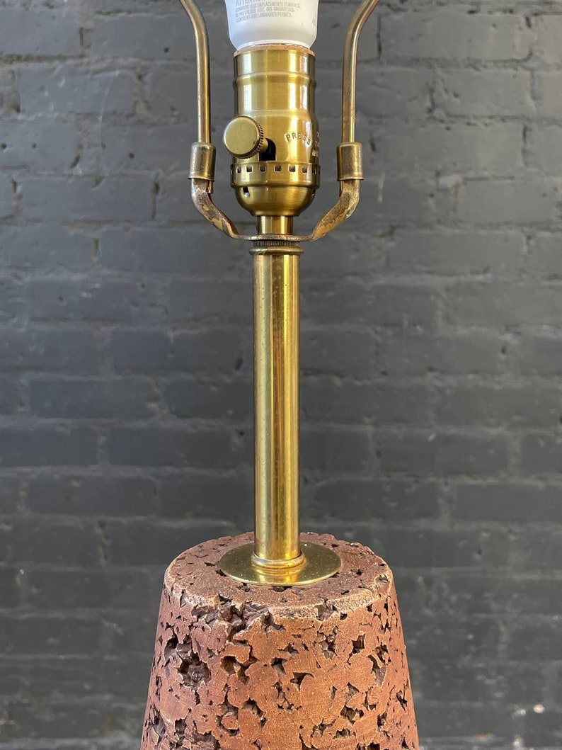 Mid-Century Modern Terracota & Brass Accent Table Lamp, c.1960s image 3