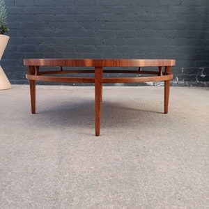 Mid-Century Modern Walnut Coffee Table with Inlaid Bowtie Rosewood by Lane , c.1960s image 7