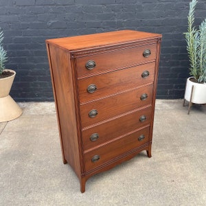 American Antique Federal Style Mahogany Highboy Dresser, c.1950s image 2